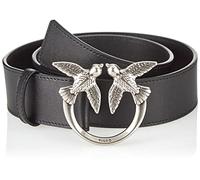 Pinko Damen Love Birds Gürtel aus Leder, Z99o_schwarz-Old Silver, L