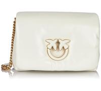 Pinko Damen Love Click Puff Classic Soft Naplack Tasche, Z14b_weiß + weiß Block Color
