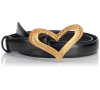 Pinko Damen Love Heart H2 Belt Leder Vintage Gürtel, Z99m_Schwarz Limousine-Chocolate Gold, S