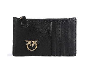 Pinko Damen Reiher Cardholder Sheep Nappa Reisezubehör-Kartenhüllen für Reisende, Z99q_schwarz-Antique Gold