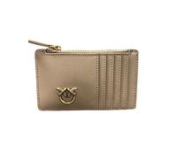 Pinko Damen Reiher Kartenhalter Kalbsseide Reisezubehör-Kartenhüllen für Reisende, D01q_Ginger Biscuit-Antique Gold