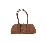Pinko Handtasche Umhängetasche Bowling Horizontal Big Suede + Brown - Lion - Antique Gold braun