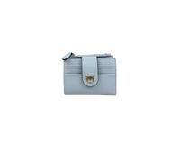 Pinko Damen-Geldbörse aus Leder, hellblau, multifunktional, Knopfverschluss, 6 Kartenfächer, Außengeldbörse, 9,5 x 9 x 3 cm, Galvanik antikes Gold