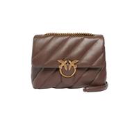 Pinko Leder Umhängetasche Schultertasche Love Puff Big CL Sheep Nappa Marrone Castano - Antique Gold braun