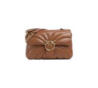 Pinko Leder Umhängetasche Schultertasche Love Puff Classic CL Sheep Nappa Quilt Brown - Lion - Antique Gold braun