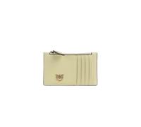 Pinko Linie Airone Kreditkartenetui, Vanillegelb, 100% Leder, 13 x 8 x 0,3 cm, mit zentralem Reißverschluss, 5 Kartenfächer