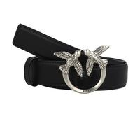 Pinko Gürtel Love Berry H3 Kalbsleder 90 cm Schwarz Z99o_Black-Old Silver M