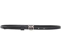 Pinko Love Berry H1 Belt Kalbsleder Seide Gürtel Damen, Z99o_schwarz-old silver, XS