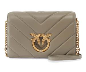 PINKO Love Click Classic Sheep Nappa Big Chevron M Walnut - Antique Gold
