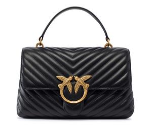 PINKO Love Lady Puff Classic CL Sheep Nappa Chevron M Black - Antique Gold
