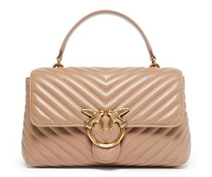 PINKO Love Lady Puff Classic CL Sheep Nappa Chevron M Ginger Biscuit - Antique Gold