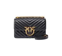 Pinko Umhängetasche Love One Mini – Schafnappa Leder Chevron 21 cm Schwarz/Antique Gold