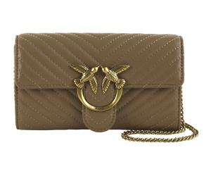 PINKO Love One Mini Icon Wallet C Nappa Chevron S Ginger Biscuit - Antique Gold