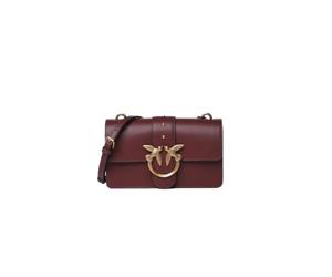 Pinko Love One Mini Umhängetasche aus intensivem Johannisbeerleder | 21 x 15 x 7 cm, Klappenverschluss, 2 Fächer, antike goldene Hardware, lässiger und eleganter Stil