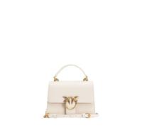 Pinko Handtasche Love One Mini Light Top Handle Leder Elfenbein Antik-Gold Damen