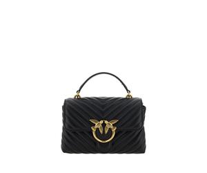PINKO Schwarze Kalbsleder Bos Taurus Handtasche Einheitsgröße