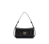 PINKO Schwarze Kalbsleder Bos Taurus Schultertasche Einheitsgröße