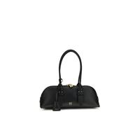 PINKO Schwarze Kalbsleder Bos Taurus Schultertasche Einheitsgröße