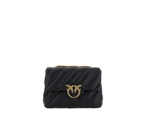 PINKO Schwarze Kalbsleder Bos Taurus Schultertasche Einheitsgröße