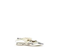 PINKO Silberne Kalbsleder Bos Taurus Ballerinas EU 38
