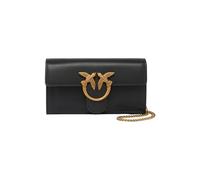Pinko Geldbörse Love One Wallet schwarz, fein genarbtes Leder, Antique Gold Damen