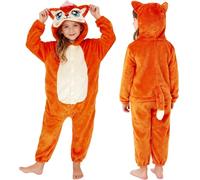 PinkSheep Cartoons Schlafanzug Mädchen Fleece Onesie Kinder Jumpsuit Kinder Mädchen (DE/NL/SE/PL, Alter, 3 Jahre, 4 Jahre, Fox)
