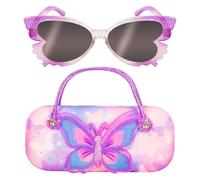PinkSheep Sonnenbrille für Mädchen, Baby, Kinder, polarisierte Sonnenbrille mit Etui, Einhorn, oval, Katzen, Herz, Meerjungfrau，Schmetterling，Weiße katzeUV401-Schutz (Schmetterling)
