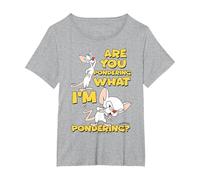 Pinky and The Brain Pondering T-Shirt, Damen Große Größen, Grau Meliert, 6X