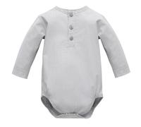 Pinokio Baby - Jungen Bodysuit Long Sleeve Polo Wooven Pinokio Underwear, Grey Charlie, 86 EU