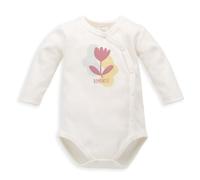 Pinokio Bodysuit Buttoned Romantic, 100% Cotton, Ecru with Flower, Girls 56-74 (62)