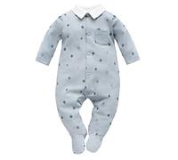 Pinokio elegant Baby Overall Hello, 95% cotton, 5% elastane blue with collar, Boys Gr. 56-74 (74)