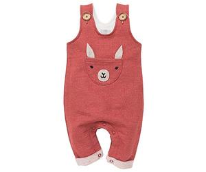Pinokio - Happy Llama - Overall Baby Mädchen/Jungen - 100% Baumwolle - Latzhose mit Knöpfen Unisex | Ziegelrot Rot | 62,68,74,80,86 (62 cm, Ziegelrot)