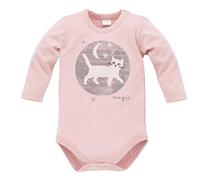 Pinokio - Magic - Baby Langarmbody 100% Baumwolle, Rosa mit Nachtkatze - Body für Erstausstattung langärmlig Druckknöpfe, Mädchen Katze (80)
