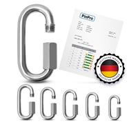 PinPro A4 Edelstahl Schraubverbinder | 6mm - 10 Stück | 1130kg Bruchlast | Rostfreier AISI 316 Schraubkarabiner | Kettenverbinder oder Kettennotglied