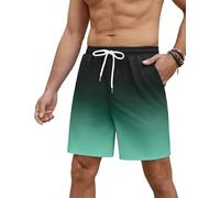 PINSPARK Badehosen für Herren Herbst Badeshorts Schnelltrocknend Atmungsaktiv Laufhose Leicht Outdoor Strandhose Fitness Lässig Kurze Hosen Grün S