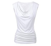 PINSPARK Oberteil Damen Elegant Tank Top Ärmellose Blusentop Sommer Basic Tops Einfarbig Bluse Lässige Weste Rundhals Blusen Weiß XXL