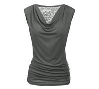 PINSPARK Tank Top Damen Elegant Sommer Basic Bluse Ärmellose Tanktop Rundhals Oberteile Einfarbig Weste Lässige Blusentop Dunkelgrau XXL