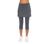 PINSPARK Tennishose Damen Hohe Taille Rock mit Leggings Spring 2-In 1 Sportrock Outdoor Bauchkontrolle Wandern Hosenrock Golf Workout Yoga Sport Rock Grau XL