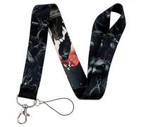 Pinstant Rabenkrähe Rabe Mord an Krähen Rotes Auge Roter Mond Aas Vogel Tod Goth Gothic Halloween Nacht Sitzstange Omen nordische Odin Wikinger Rune keltischer Knoten Thor 45 cm Hals Lanyard Lanyard
