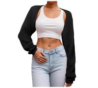 PINTUTU Bolero Damen Boleros Kurz Oversize Strickpullover Y2K Crop Top Shrug Winter Strickjacke Cardigan Sweater Festlich Elegant