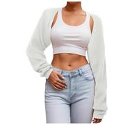 PINTUTU Bolero Damen Boleros Kurz Oversize Strickpullover Y2K Crop Top Shrug Winter Strickjacke Cardigan Sweater Festlich Elegant