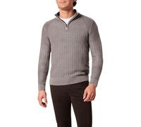 PIONEER AUTHENTIC JEANS Herren Strickpullover Knit 1/1 Troyer | Männer Basic Sweater | Stehkragen |Reißverschluss | Regular Fit | Garment Dyed/Garment Wash Washed | Dunkelgrau Washed 0000 9869 | M