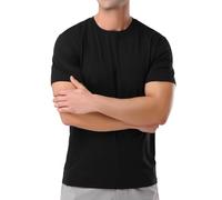Pioneer Camp Herren-T-Shirts, Baumwolle, lässig, Rundhalsausschnitt, kurz/langärmelig, schwer, weich, einfarbig, klassische Passform, Kurzarm Schwarz, XX-Large