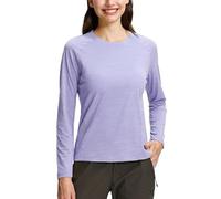 Pioneer Camp Langarmshirt Damen Sport Atmungsaktiv Sportshirt Langarm Schnelltrocknende Longsleeve Funktionsshirt mit DaumenlöCher Rundhalsausschnitt Oberteile für Outdoor Wandern（Light Purple;XL