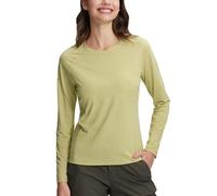 Pioneer Camp Langarmshirt Damen Sport Atmungsaktiv Sportshirt Langarm Schnelltrocknende Longsleeve Funktionsshirt mit DaumenlöCher Rundhalsausschnitt Oberteile für Outdoor Wandern（Tender Yellow;XL