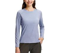 Pioneer Camp Sportshirt Damen Langarm Feuchtigkeitstransport Funktionsshirt Schnelltrocknende Langarmshirt Sport Rundhalsausschnitt mit DaumenlöCher Wanderbluse Oberteile（Ballad Blue;L