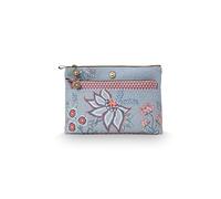 PiP Studio [W2023/02] Cosmetic Bag Combi Flower Festival Light Blue/Scallop Red 26x18x7.5cm/22x13x1cm