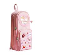 pipisweet 1 x Kawaii-Federmäppchen aus Segeltuch, großes Fassungsvermögen, für Mädchen, Studenten, Schreibwaren, Schulbedarf, Cherry Girl, Einheitsgröße