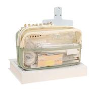 pipisweet 2 Stück Schüler-Federmäppchen, transparent, Schulbedarf, Aufbewahrungstasche, multifunktional, DIY, niedliches Schreibwaren-Tasche, Kinder-Federmäppchen, Mädchen, Make-up-Tasche, grün