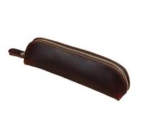 pipisweet 2 Stück Vintage Leder Federmäppchen Einfache Schreibwaren Hoder Stifteetui Aufbewahrungstasche Reißverschluss Bleistifttasche Brillenbox Schulbedarf, coffee, Einheitsgröße